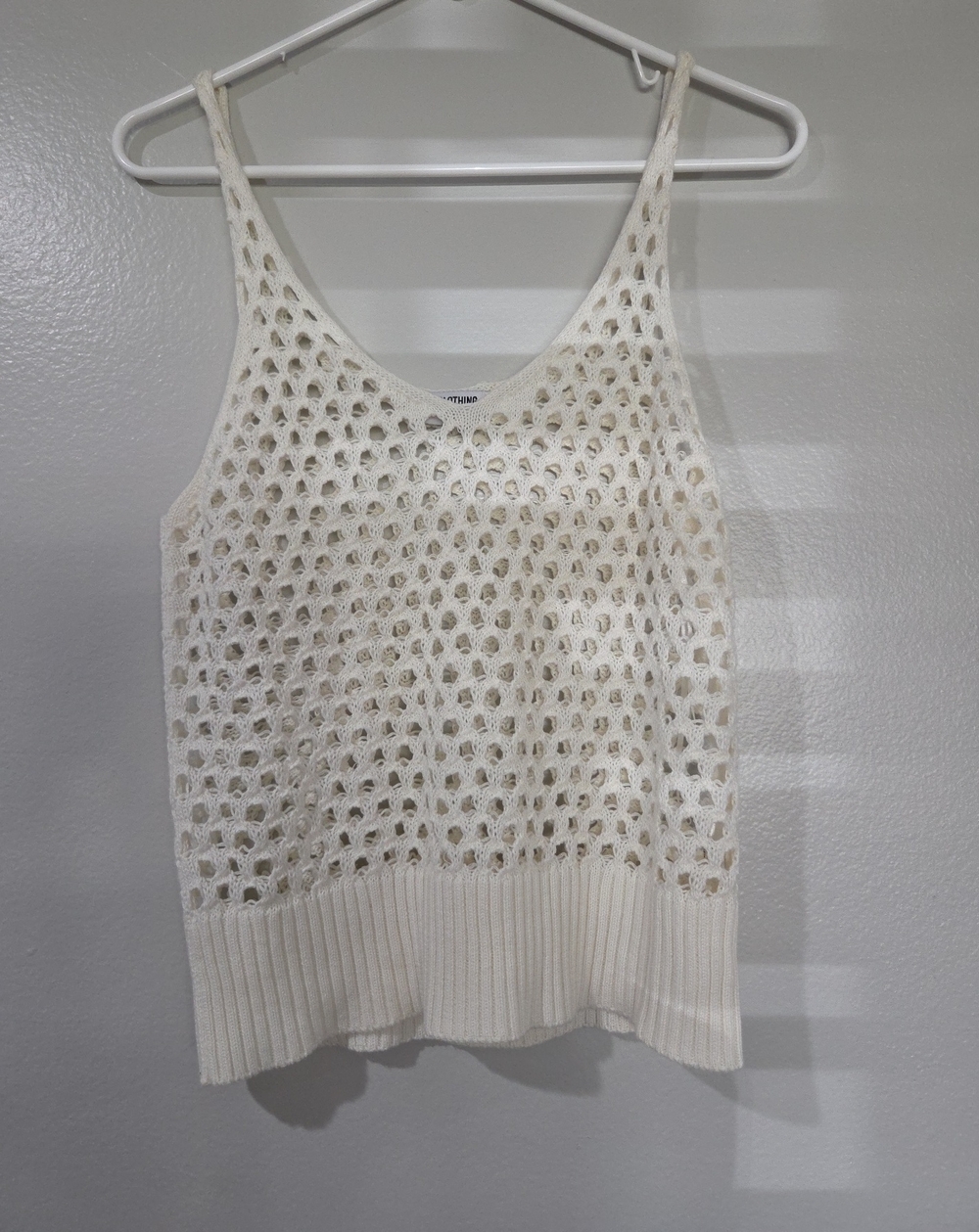 LNA Cream Open-Knit Crochet Tank